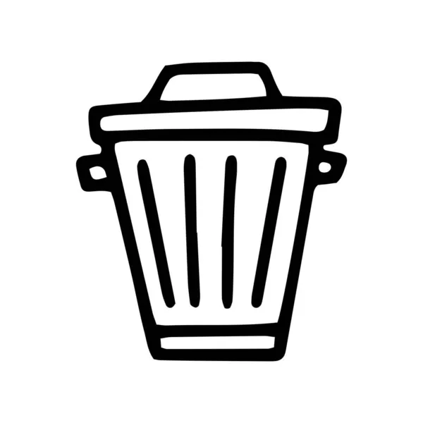 Lixo bin linha vetor doodle ícone simples —  Vetores de Stock
