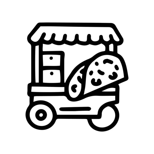 Mexicaans voedsel handel kar lijn vector doodle eenvoudige pictogram — Stockvector