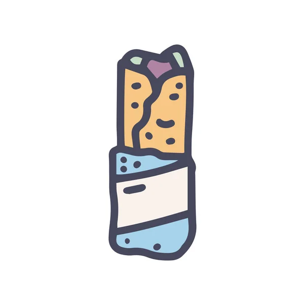 Shawarma couleur vecteur doodle conception icône simple — Image vectorielle