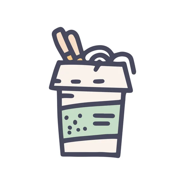 Soupe japonaise couleur vecteur doodle icône simple — Image vectorielle