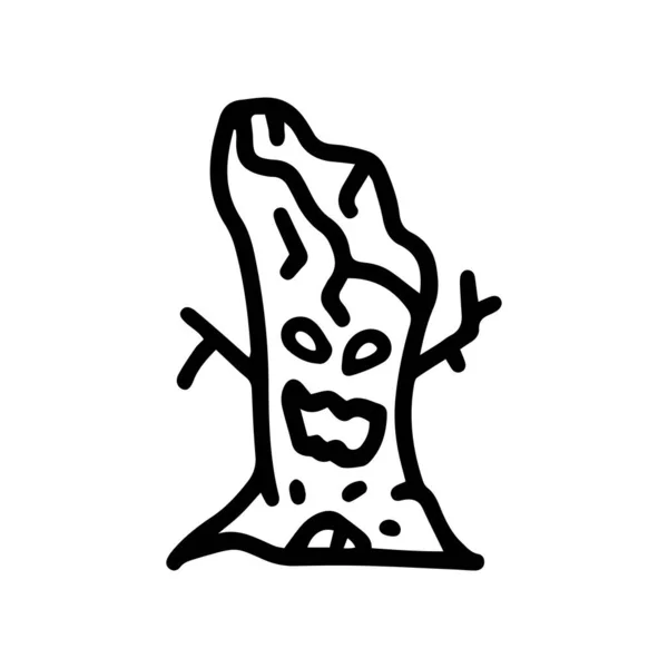 Baum Monster Linie Vektor Doodle einfaches Symbol — Stockvektor