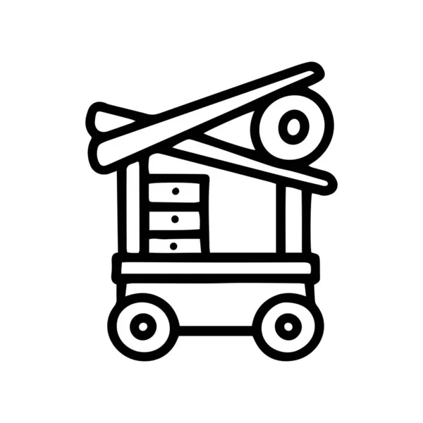 Japonés comida comercio carrito línea vector doodle simple icono — Archivo Imágenes Vectoriales