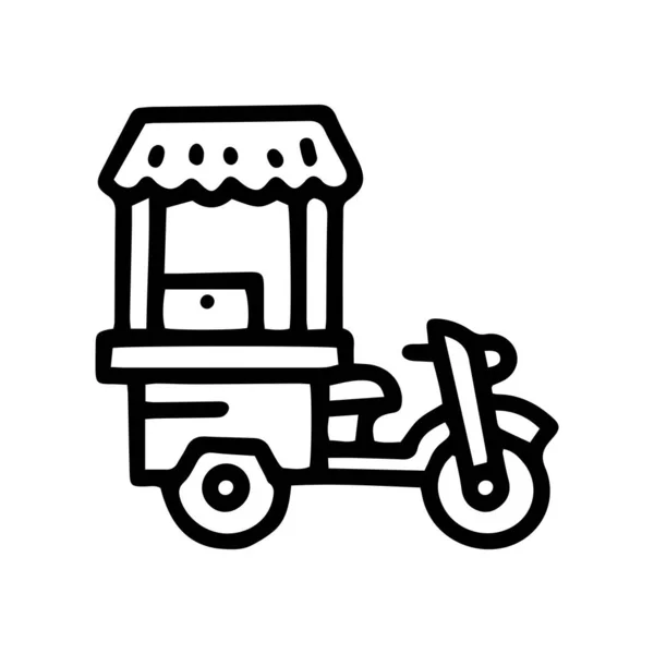 Tříkolka obchod vozík řádek vektor čmáranice jednoduchá ikona — Stockový vektor