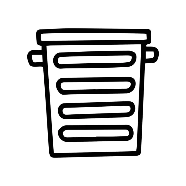 Panier à linge en plastique ligne vectoriel doodle icône simple — Image vectorielle