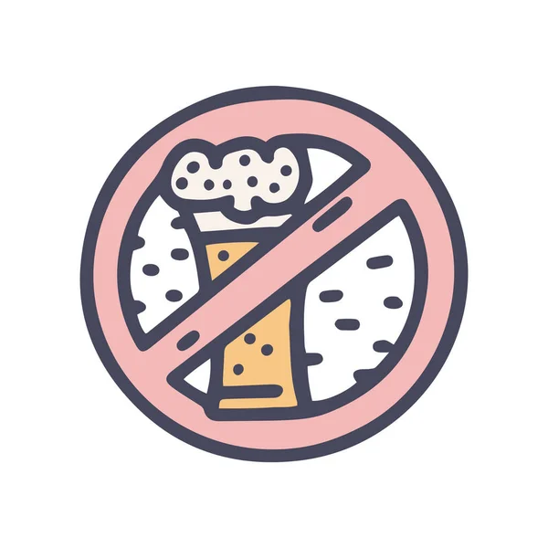 Alcool interdiction couleur vecteur doodle icône simple — Image vectorielle
