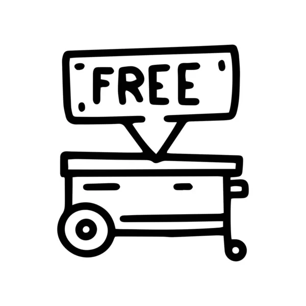 Panier alimentaire gratuit ligne vectoriel doodle icône simple — Image vectorielle