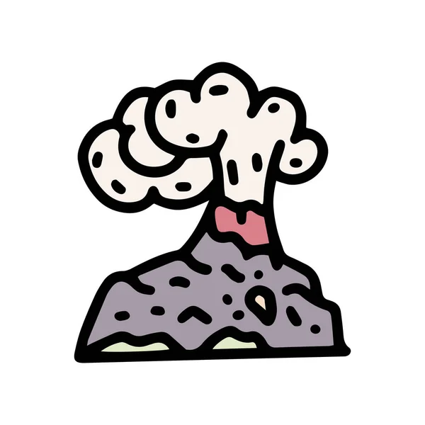 Volcan vecteur de couleur doodle conception icône simple — Image vectorielle