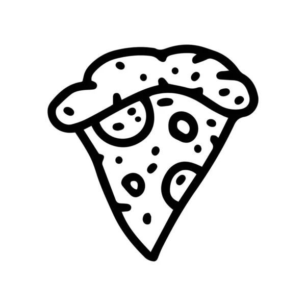 Pizza Slice Line Vektor Doodle einfaches Symbol — Stockvektor