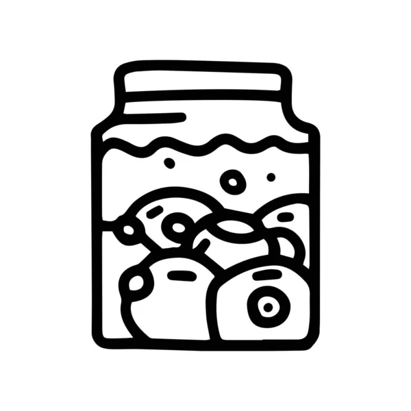 Pot avec des globes oculaires ligne vecteur gribouille icône simple — Image vectorielle