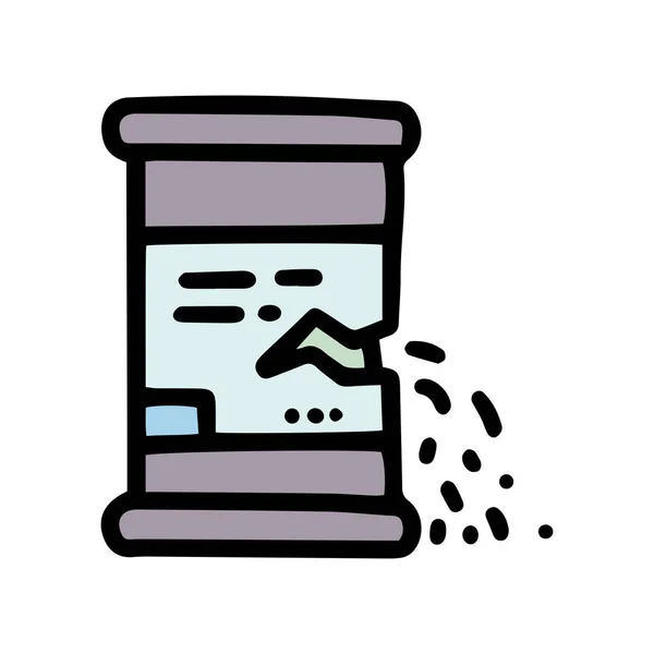 Waste barrel leakage color vector doodle simple icon — 스톡 벡터