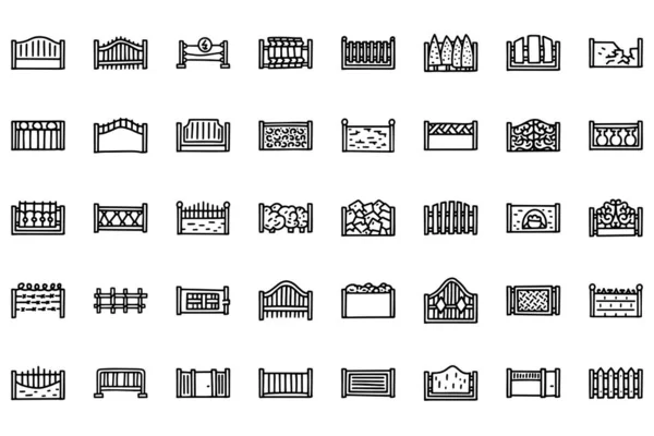 Clôtures ligne vectoriel doodle simple icône ensemble — Image vectorielle