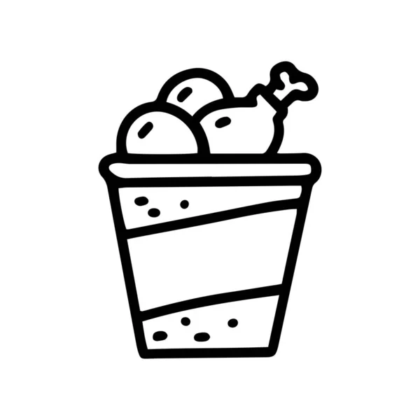 Takeaway chicken line vector doodle simple icon — Stock Vector