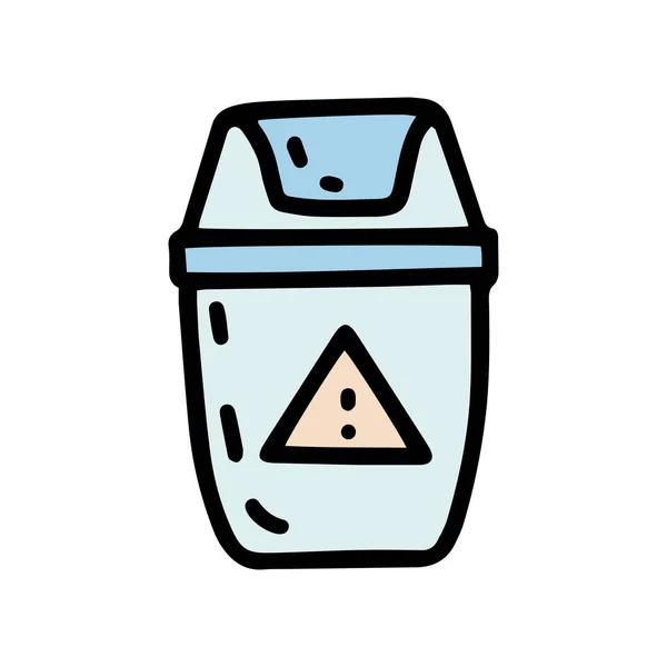 Цвет контейнера для отходов вектор каракули простая иконка — стоковый вектор