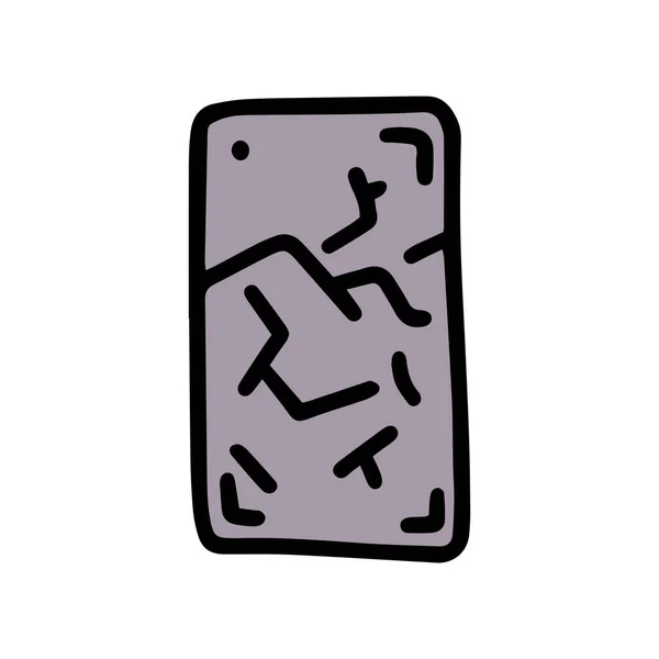 Frantumato telefono colore vettore doodle semplice icona — Vettoriale Stock