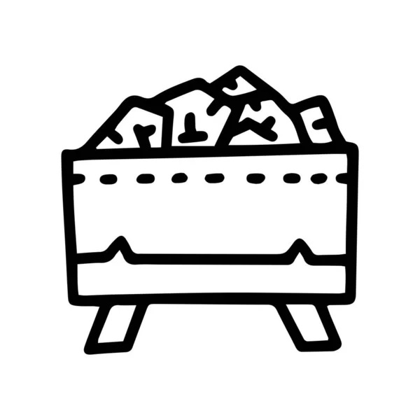 Sauna piedras calentador línea vector garabato icono simple — Vector de stock