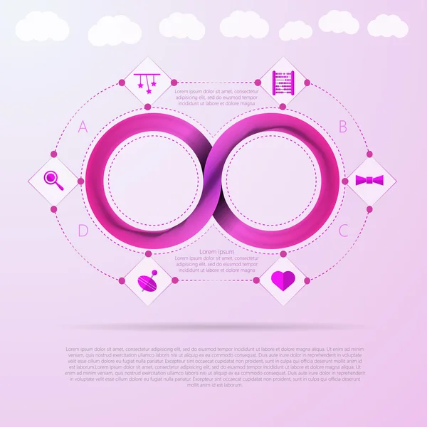 Infográfico vetorial para bebê loja de coisas com fita Mobius —  Vetores de Stock