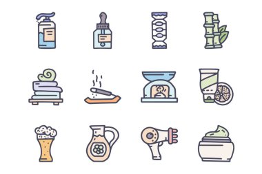 Sauna renk vektörü karalama basit simge seti