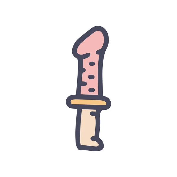 Dildo with handle color vector doodle simple icon — Stockvektor