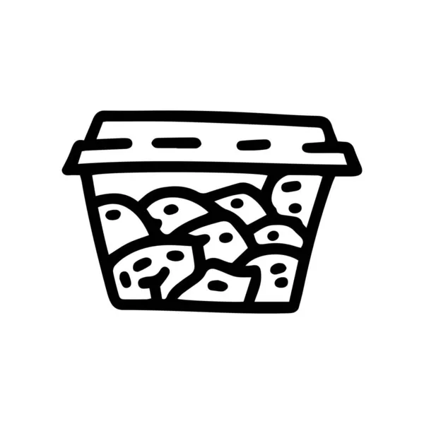 Gedroogde vruchten doos lijn vector doodle eenvoudige pictogram — Stockvector
