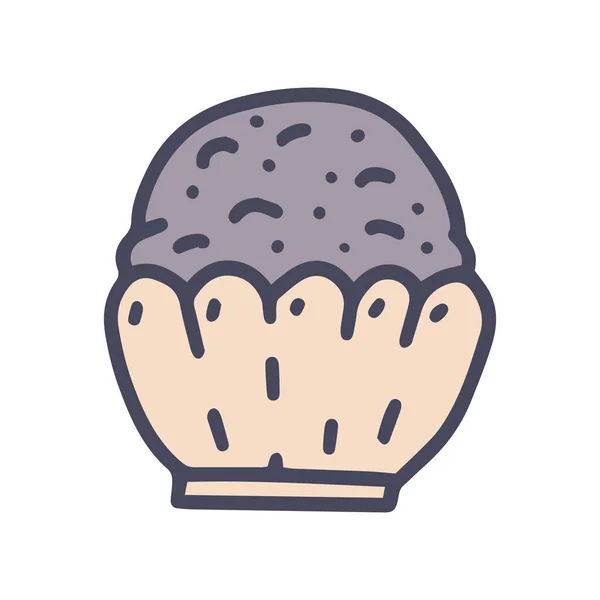 Coklat muffin warna vektor doodle ikon sederhana - Stok Vektor