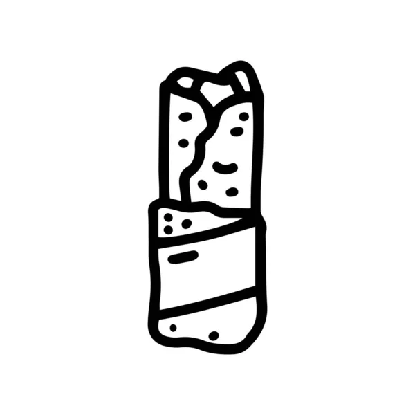 Shawarma Line Vector Doodle einfaches Icon-Design — Stockvektor