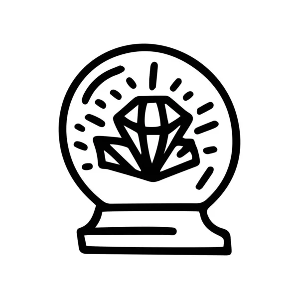 Magica sfera di cristallo linea vettore doodle semplice icona — Vettoriale Stock