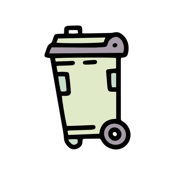 Trash bin color vector doodle simple icon — Stock Vector