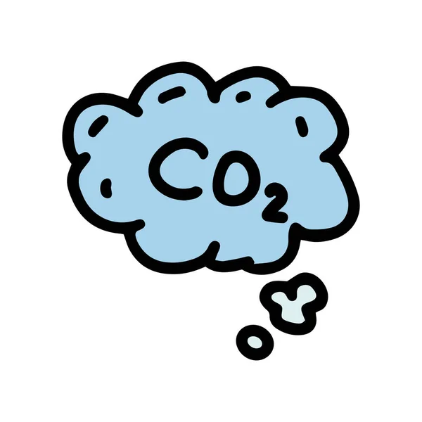 CO2-uitstoot kleur vector doodle eenvoudige pictogram — Stockvector