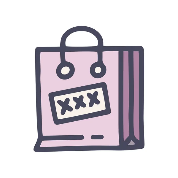 Секс магазин сумка колір вектор каракулі проста іконка — стоковий вектор