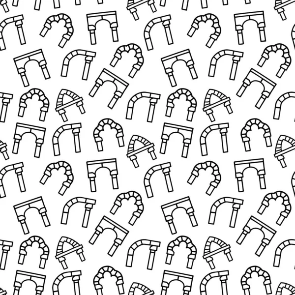 Arches ligne vectoriel doodle motif simple sans couture — Image vectorielle