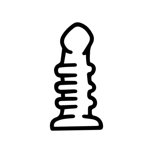 Ribbed dildo line vector doodle simple icon —  Vetores de Stock