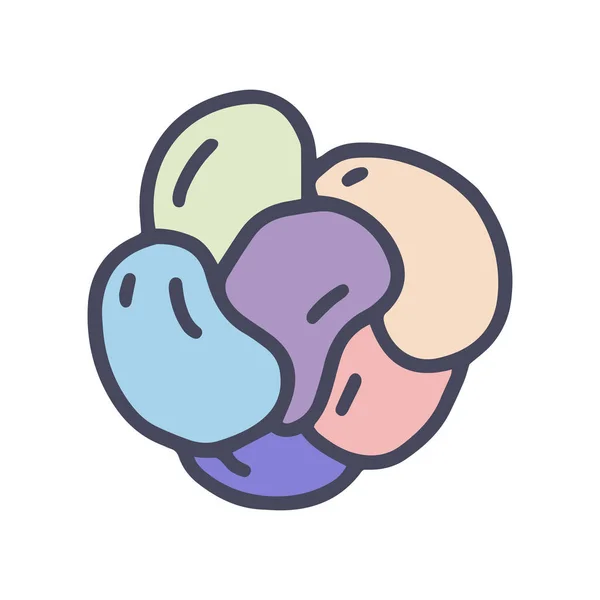 Süßigkeiten Dragee Farbvektor Doodle einfaches Symbol — Stockvektor