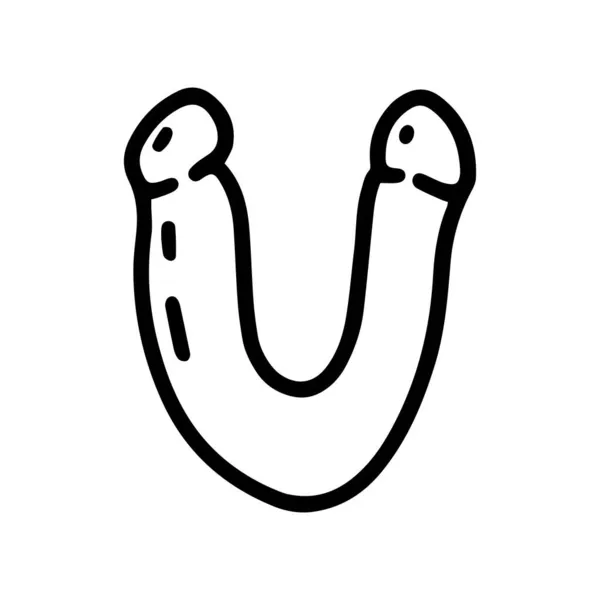 Double dildo line vector doodle simple icon — Wektor stockowy