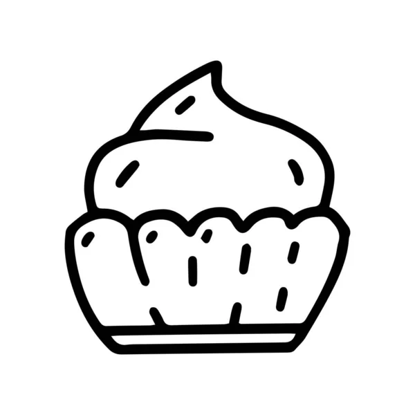 Cupcake çizgisi vektör karalama basit simge tasarımı — Stok Vektör