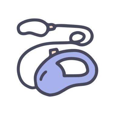 Geri çekilebilir köpek tasması renk vektörü basit bir simge karala