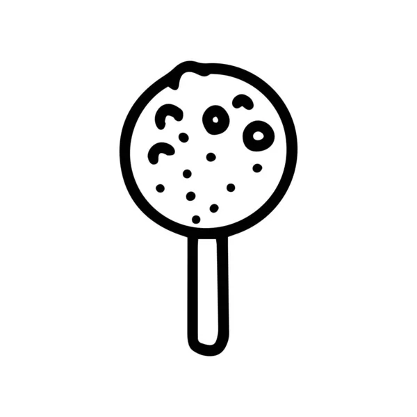 Cookie Lolly Line Vector Doodle einfaches Symbol — Stockvektor
