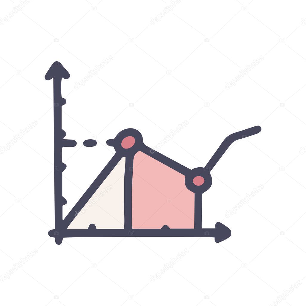 descending line graph color vector doodle simple icon