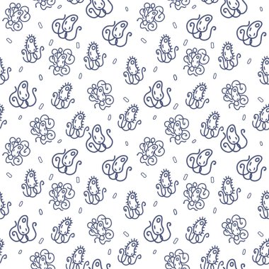 Patojenik bakteri çizgi vektörü basit pürüzsüz desen çizer