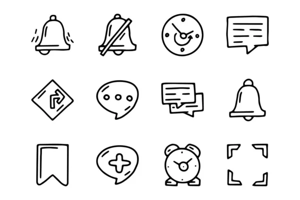 Linia notyfikacji wektor doodle prosty zestaw ikon — Wektor stockowy