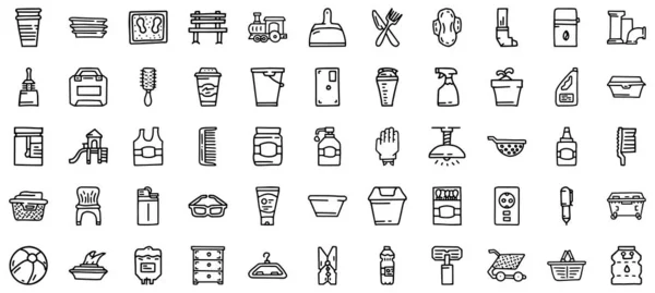 Plastic goods line vector doodle simple icon set Royalty Free Stock Vectors