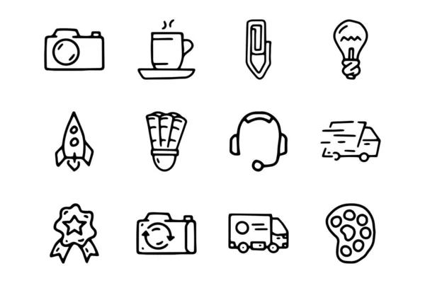Línea de servicio vector garabato conjunto de iconos simples — Archivo Imágenes Vectoriales