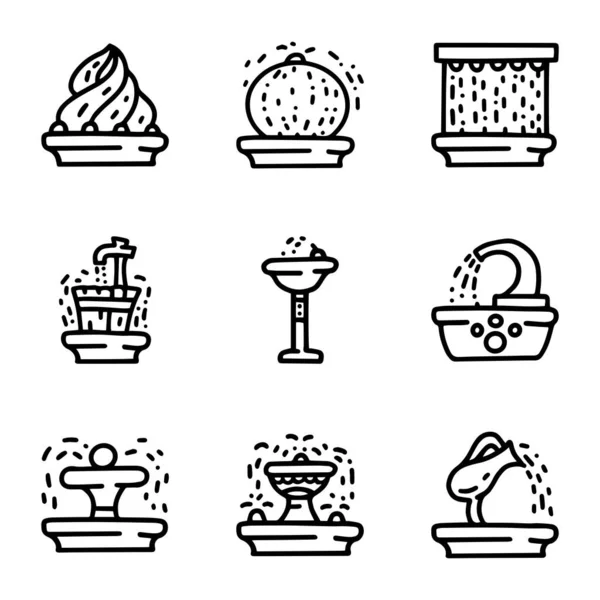 Fontana linea vettore doodle semplice icona set — Vettoriale Stock