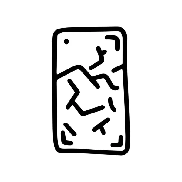 Σπασμένο διάνυσμα γραμμής τηλεφώνου doodle απλό εικονίδιο — Διανυσματικό Αρχείο
