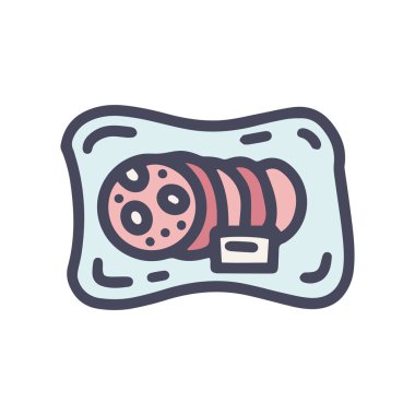 Dilimlenmiş sosis rengi vektör karalaması basit simge