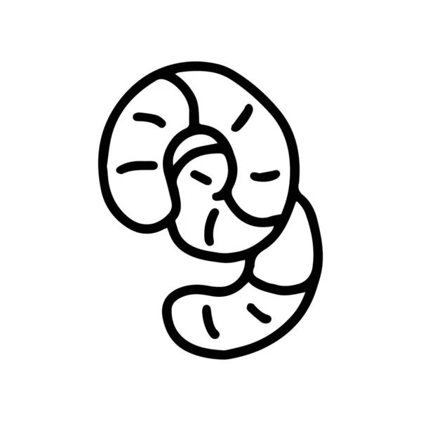 Zoete gelei worm lijn vector doodle eenvoudige pictogram — Stockvector