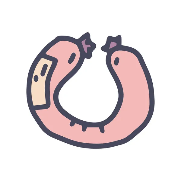 Pierścień kiełbasa kolor wektor doodle prosty ikona — Wektor stockowy