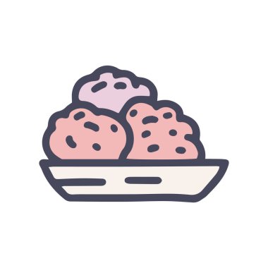 Köfteler renk vektörü karalaması basit simge tasarımı