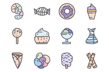 Sweets renk vektörü karalama basit simge seti