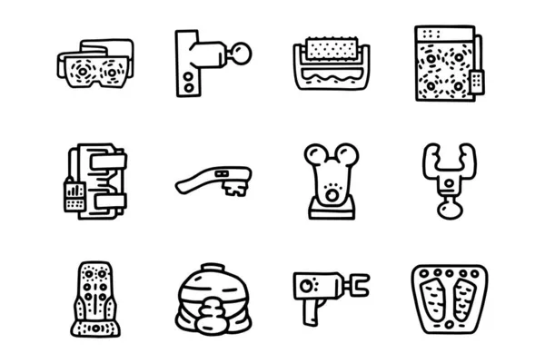 Massager linha vetor doodle conjunto de ícones simples —  Vetores de Stock