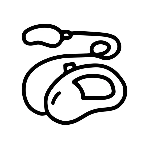 Linea guinzaglio retrattile vettore doodle semplice icona — Vettoriale Stock